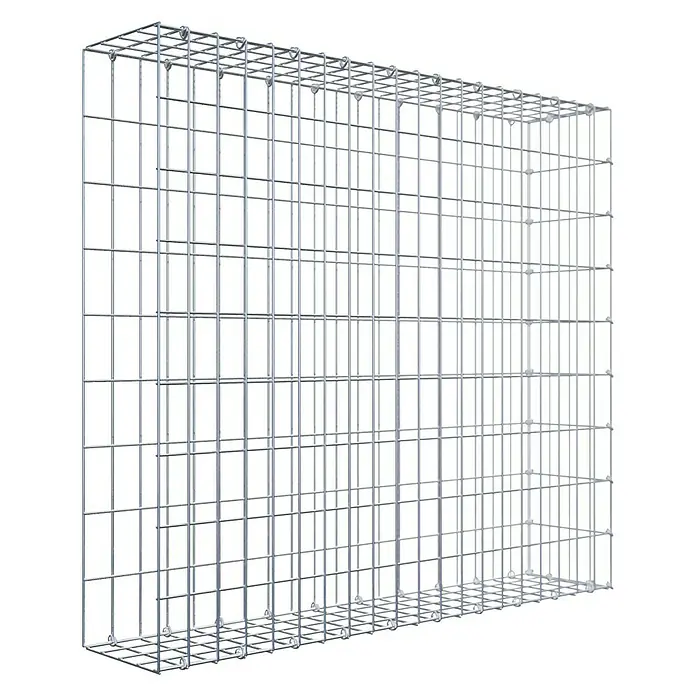 Gabiona Gabione Typ 2 - Zum Anbau in der Länge, 100 x 20 x 90 cm, Stahl, Maschenbreite: 50 mm, Maschenhöhe: 100 mm, C-Ring - Metallischer Gabionen-Käfig, ideal für robuste Landschaftsgestaltung und dekorative Elemente im Außenbereich.