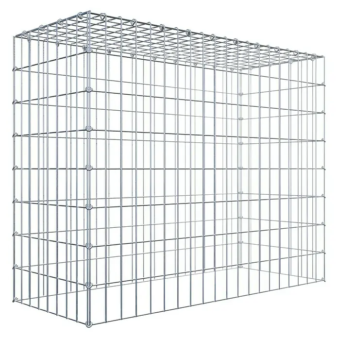 Gabiona Gabione Typ 3 - Zum Anbau in der Höhe, 100 x 40 x 80 cm, Stahl, Maschenbreite: 50 mm, Maschenhöhe: 100 mm, C-Ring - Gitterbox aus Metall, ideal für den Garten- und Landschaftsbau. Robuste Konstruktion für vielfältige Anwendungen im Außenbereich.
