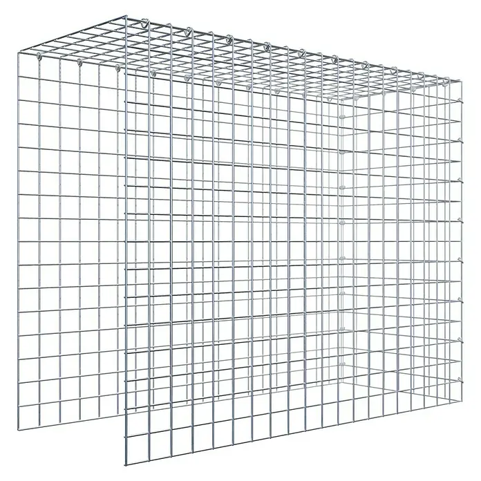 Gabiona Gabione Typ 4 - Zum Anbau in Länge & Höhe, 100 x 40 x 80 cm, Stahl, Maschenbreite: 50 mm, Maschenhöhe: 50 mm, C-Ring - Ein detailliertes Bild eines Gabionenkorbs aus verzinktem Stahl, ideal für Gartenbau und Landschaftsgestaltung. Robust und vielseitig einsetzbar.