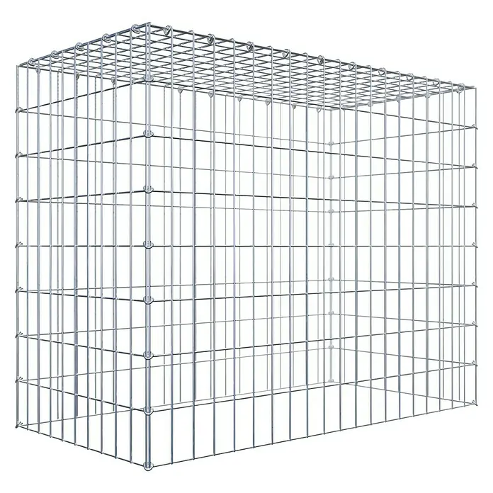 Gabiona Gabione Typ 3 - Zum Anbau in der Höhe, 100 x 50 x 80 cm, Stahl, Maschenbreite: 50 mm, Maschenhöhe: 100 mm, C-Ring - Abbildung eines Gabionenkorbs aus Drahtgeflecht. Ideal für Gartenbau oder dekorative Zwecke.