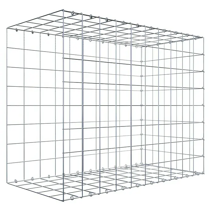 Gabiona Gabione Typ 2 - Zum Anbau in der Länge, 100 x 50 x 80 cm, Stahl, Maschenbreite: 100 mm, Maschenhöhe: 100 mm, C-Ring - Drahtgitterbox: Eine robuste Konstruktion aus verzinktem Draht, ideal für vielfältige Anwendungen im Garten- und Landschaftsbau.