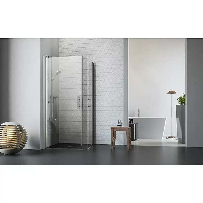 Camargue Vario Eckdusche S3+S7 - L x B x H: 90 x 90 x 195 cm, Beschichtet, Silber, Glasstärke: 6 mm - Stimmungsaufnahme