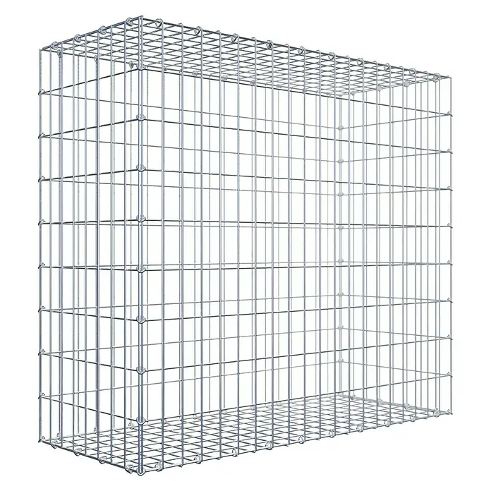 Gabiona Gabione - 100 x 40 x 90 cm, Stahl, Maschenbreite: 50 mm, Maschenhöhe: 100 mm - Draufsicht auf einen rechteckigen Gabionenkorb aus Metalldrahtgeflecht. Robuste Bauweise für vielfältige Anwendungen im Garten- und Landschaftsbau.