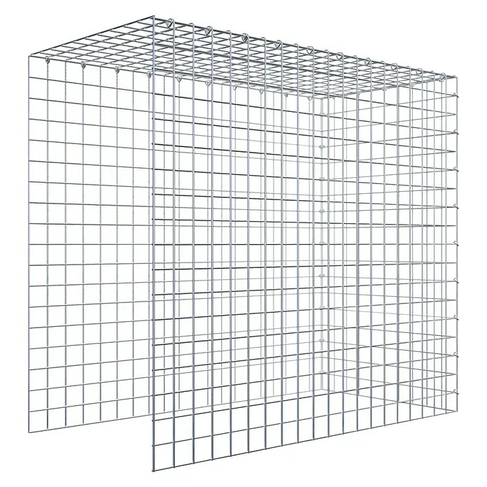 Gabiona Gabione Typ 4 - Zum Anbau in Länge & Höhe, 100 x 50 x 90 cm, Stahl, Maschenbreite: 50 mm, Maschenhöhe: 50 mm, C-Ring - Aufnahme eines Gabionenkorbs aus Metalldraht, der eine stabile und dennoch durchlässige Struktur für verschiedene Anwendungen bietet.
