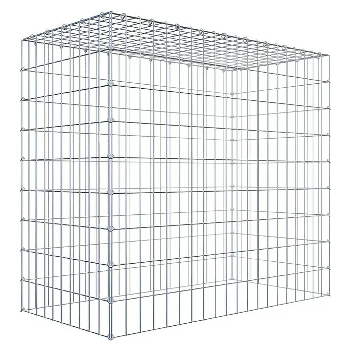 Gabiona Gabione Typ 3 - Zum Anbau in der Höhe, 100 x 50 x 90 cm, Stahl, Maschenbreite: 50 mm, Maschenhöhe: 100 mm, C-Ring - Das Bild zeigt einen Gabionenkorb aus verzinktem Draht, ideal für Garten- und Landschaftsbau. Robust und langlebig.