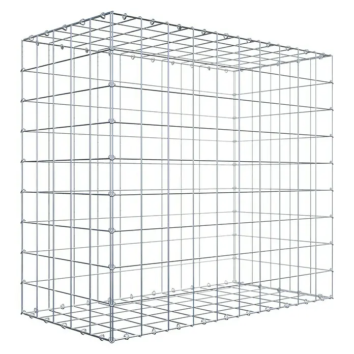 Gabiona Gabione - 100 x 50 x 90 cm, Stahl, Maschenbreite: 100 mm, Maschenhöhe: 100 mm - Draufsicht auf eine leere Gabione aus Metalldraht, die ein vielseitiges Design für den Garten- und Landschaftsbau bietet.