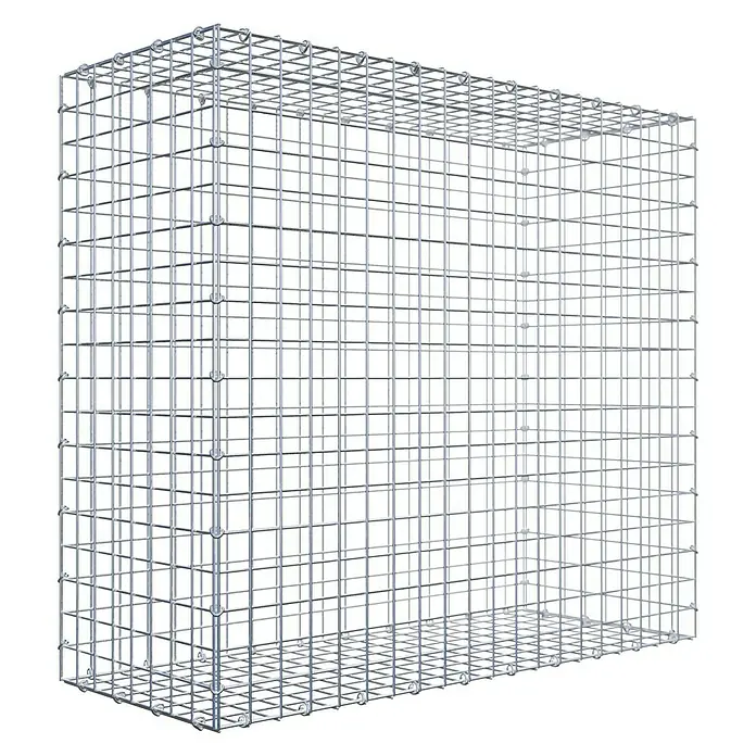 Gabiona Gabione - 100 x 40 x 90 cm, Stahl, Maschenbreite: 50 mm, Maschenhöhe: 50 mm - Draufsicht eines rechteckigen Gabionenkäfigs aus Drahtgeflecht, ideal für den Garten- und Landschaftsbau.