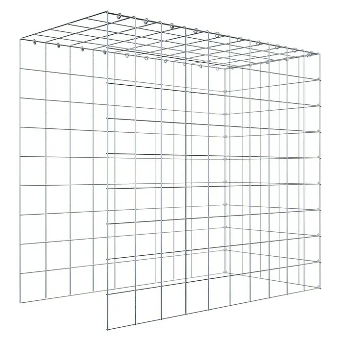 Gabiona Gabione Typ 4 - Zum Anbau in Länge & Höhe, 100 x 50 x 90 cm, Stahl, Maschenbreite: 100 mm, Maschenhöhe: 100 mm, C-Ring - Ein Gabionenkorb aus verzinktem Drahtgitter, ideal für den Gartenbau und zur Hangbefestigung. Robuste Bauweise und vielseitige Anwendungsmöglichkeiten.