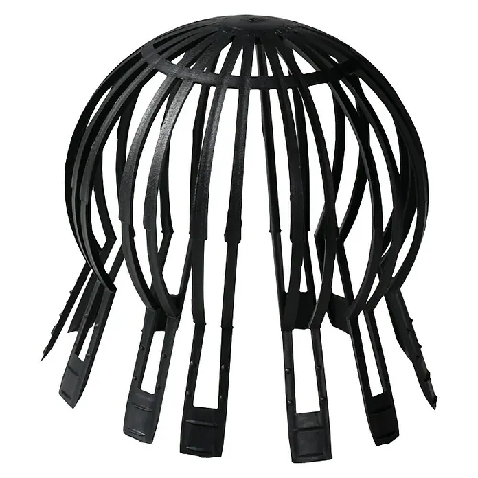 Parahojas universal para desagüe - 125 mm - Protector de bajante negro, en forma de bola, de plástico. Protege la canaleta de la obstrucción por hojas y residuos.