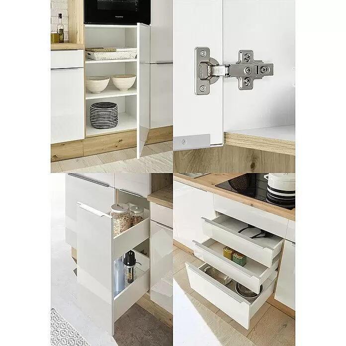 BAUHAUS Küchenzeile Sandra - Breite: 310 cm, Weiß, Farbe Korpus: Artisan Eiche, Mit Elektrogeräten - Detailaufnahme