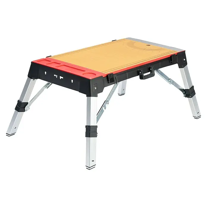 Werkbank Tragbar Duplex - L x B: 1.360 x 790 mm, Arbeitshöhe: 840 mm, Belastbarkeit: 150 kg - Ein vielseitiger, kompakter Werkzeugtisch mit klappbaren Beinen, ideal für Heimwerker- und Bastelprojekte. Er bietet eine stabile Arbeitsfläche.