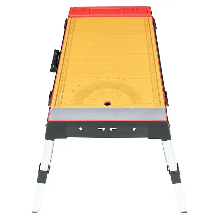 Werkbank Tragbar Duplex - L x B: 1.360 x 790 mm, Arbeitshöhe: 840 mm, Belastbarkeit: 150 kg - Eine vielseitige Multifunktionswerkbank mit einer robusten Arbeitsfläche und verstellbaren Beinen für präzises Arbeiten.