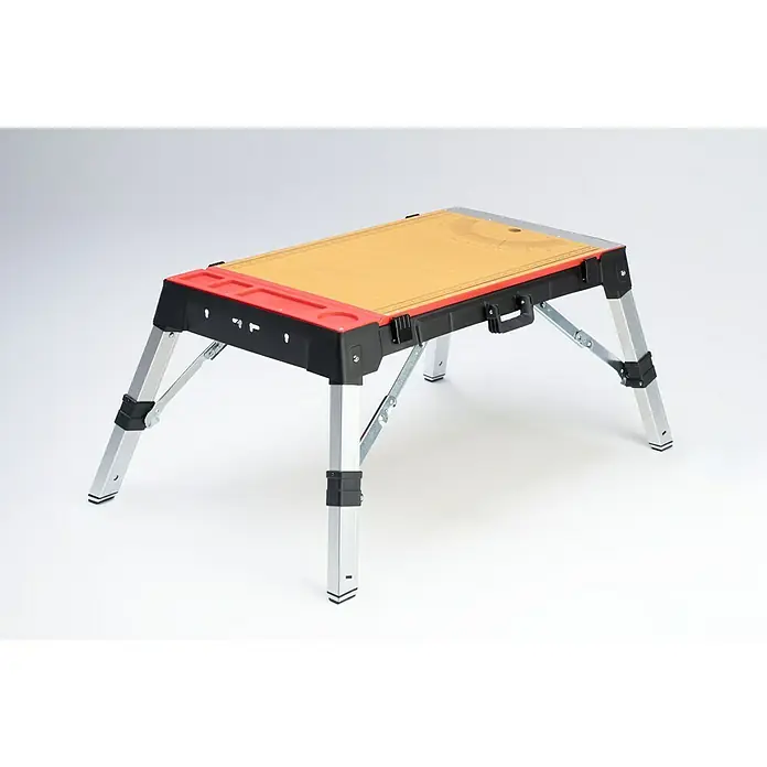Werkbank Tragbar Duplex - L x B: 1.360 x 790 mm, Arbeitshöhe: 840 mm, Belastbarkeit: 150 kg - Ein tragbarer Arbeitstisch mit klappbaren Beinen, ideal für Heimwerkerprojekte und Werkstattarbeiten. Die robuste Konstruktion bietet Stabilität.