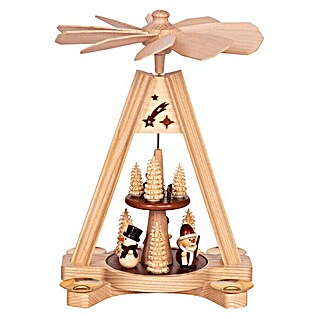 Teelichthalter Tischpyramide 2-stöckig (Ø x H: 18 cm x 24 m, Helles Holz, Holz)
