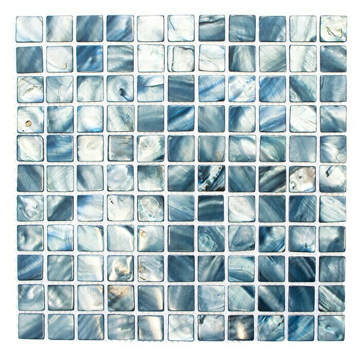 Mosaikfliese Quadrat Mix SM 2582 (30 x 30 cm, Blau/Grau, Glänzend)