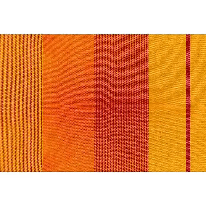 La Siesta Hängematte Modesta - L x B: 300 x 140 cm, Volcano, Single - Textilgewebe mit orangefarbenen und gelben Streifen, das eine warme, lebendige und strukturierte Oberfläche für verschiedene Anwendungen bietet.