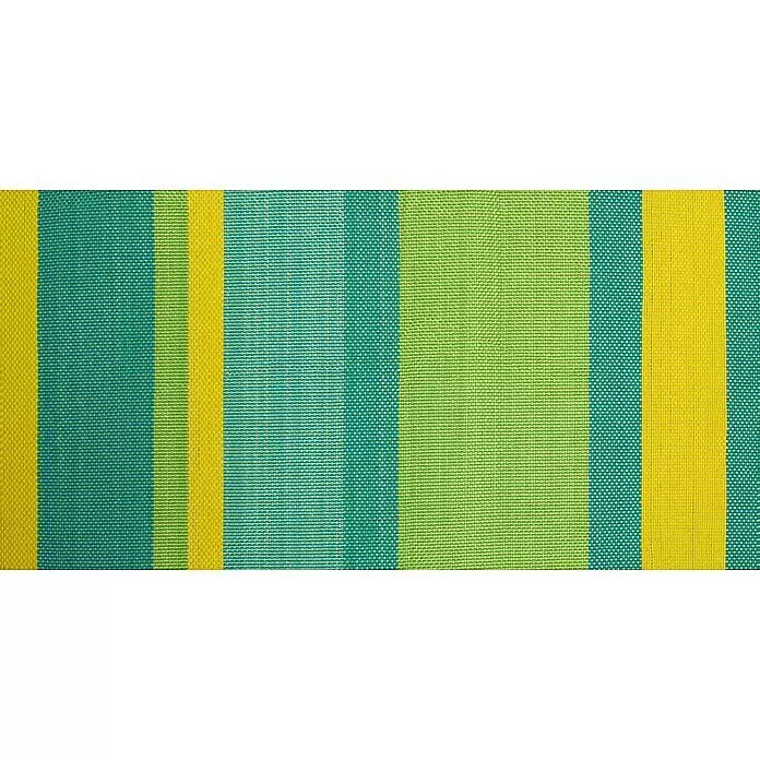 La Siesta Hängesessel Domingo Kingsize - Lime - Gestreifter Webstoff mit breiten gelben, hellgrünen und blaugrünen Bändern.