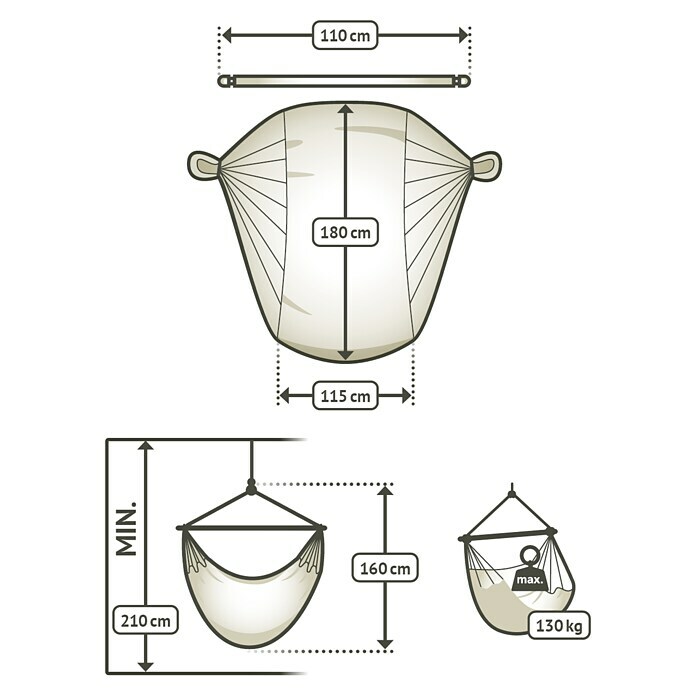 La Siesta Hängesessel Habana Comfort (L x B x H: 180 x 115 x 160 cm, Latte) | BAUHAUS
