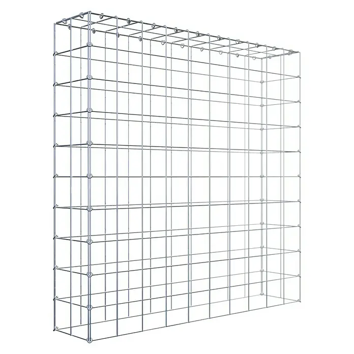 Gabiona Gabione Typ 3 - Zum Anbau in der Höhe, 100 x 20 x 100 cm, Stahl, Maschenbreite: 100 mm, Maschenhöhe: 100 mm - Bild eines Gabionenkorbs, ideal für Gartenbau und Landschaftsgestaltung. Robuste Konstruktion für vielseitige Anwendungen.