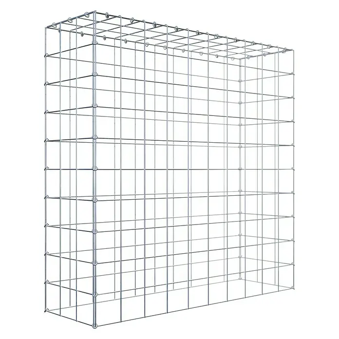 Gabiona Gabione Typ 3 - Zum Anbau in der Höhe, 100 x 30 x 100 cm, Stahl, Maschenbreite: 100 mm, Maschenhöhe: 100 mm - Draufsicht auf einen robusten, leeren Gabionenkorb. Ideal für Gartenbau und Landschaftsgestaltung mit Steinen oder anderen Materialien.