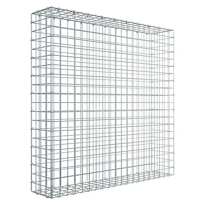 Gabiona Gabione - 100 x 20 x 100 cm, Stahl, Maschenbreite: 50 mm, Maschenhöhe: 50 mm - Nahaufnahme eines stabilen Gabionenkorbs aus robustem Drahtgeflecht, ideal für vielfältige Anwendungen im Garten- und Landschaftsbau.