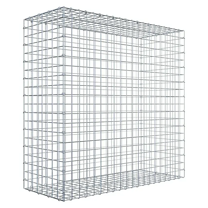 Gabiona Gabione - 100 x 40 x 100 cm, Stahl, Maschenbreite: 50 mm, Maschenhöhe: 50 mm, C-Ring - Produktansicht eines Gabionenkäfigs, ideal für Gartenbau und Landschaftsgestaltung. Die Drahtstruktur sorgt für Stabilität und eine moderne Optik.