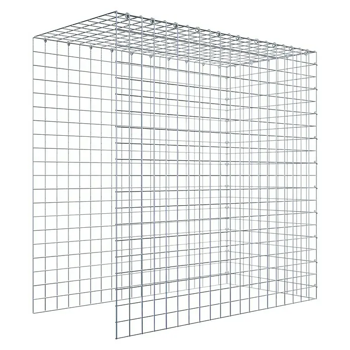 Gabiona Gabione Typ 4 - Zum Anbau in Länge & Höhe, 100 x 50 x 100 cm, Stahl, Maschenbreite: 50 mm, Maschenhöhe: 50 mm, C-Ring - Darstellung eines Gabionenkorbs aus Drahtgitter.
