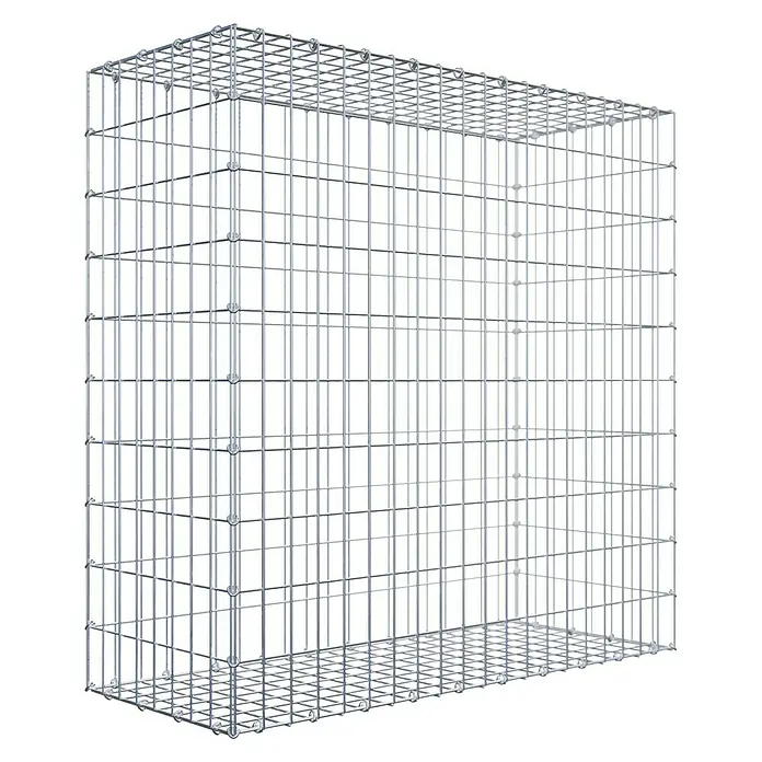 Gabiona Gabione - 100 x 40 x 100 cm, Stahl, Maschenbreite: 50 mm, Maschenhöhe: 100 mm, C-Ring - Ein geräumiger Gabionenkorb aus robustem, silbernem Drahtgitter. Ideal für den Garten- und Landschaftsbau.