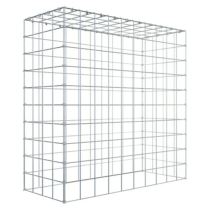 Gabiona Gabione Typ 3 - Zum Anbau in der Höhe, 100 x 40 x 100 cm, Stahl, Maschenbreite: 100 mm, Maschenhöhe: 100 mm - Gabionenkorb aus verzinktem Stahl. Der Korb hat eine rechteckige Form und besteht aus einem Gittermuster.