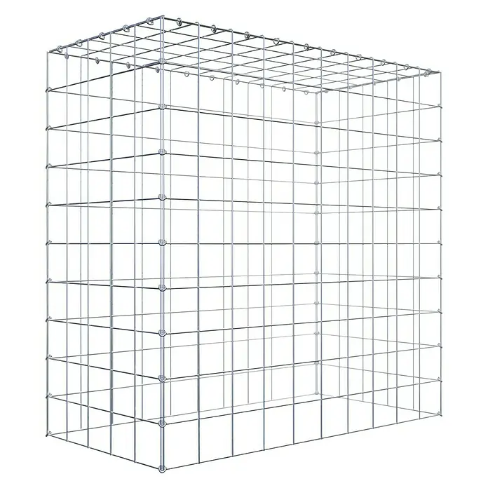 Gabiona Gabione Typ 3 - Zum Anbau in der Höhe, 100 x 50 x 100 cm, Stahl, Maschenbreite: 100 mm, Maschenhöhe: 100 mm - Ein geräumiger, rechteckiger Gabionenkorb aus verzinktem Drahtgitter, ideal für den Gartenbau oder zur Gestaltung von Außenbereichen.