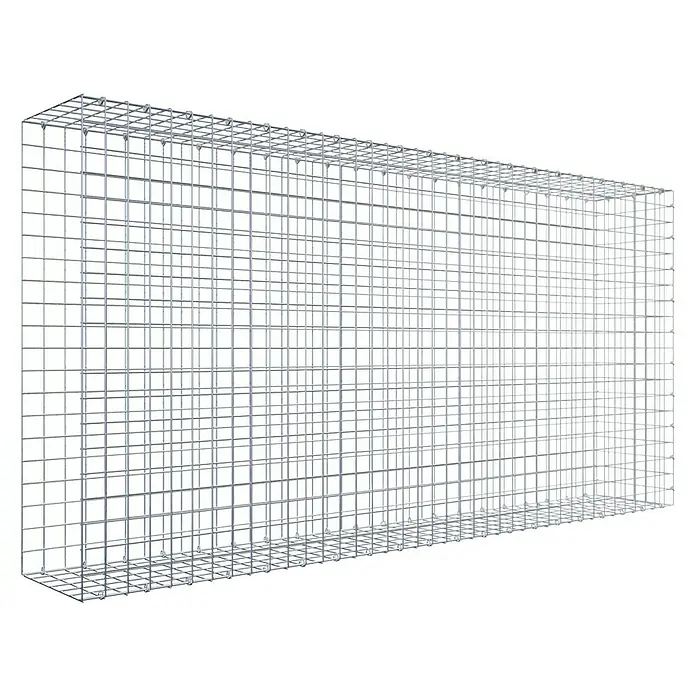 Gabiona Gabione Typ 2 - Zum Anbau in der Länge, 200 x 30 x 100 cm, Stahl, Maschenbreite: 50 mm, Maschenhöhe: 50 mm, C-Ring - Produktbild eines Gabionenkorbs aus Metalldraht. Ideal für den Einsatz im Garten- und Landschaftsbau, bietet Stabilität und Flexibilität.