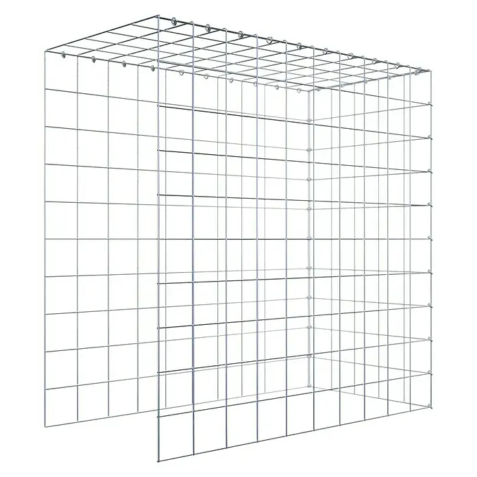Gabiona Gabione Typ 4 - 100 x 50 x 100 cm, Stahl, Maschenbreite: 100 mm, Maschenhöhe: 100 mm - Gitterboxen zur Aufbewahrung. Das Produkt hat eine Struktur aus quadratischen Maschen, die eine optimale Belüftung ermöglicht.