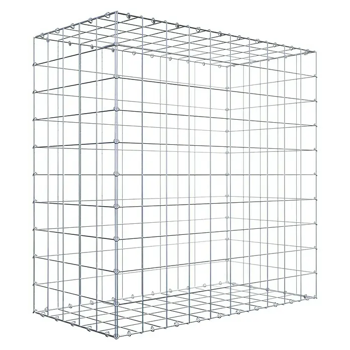Gabione - 100 x 50 x 100 cm, Stahl, Maschenbreite: 100 mm, Maschenhöhe: 100 mm - Das Bild zeigt einen Gabionenkorb aus Drahtgitter, der für Gartengestaltung oder als Stützmauer verwendet werden kann. Ideal für den Aussenbereich.
