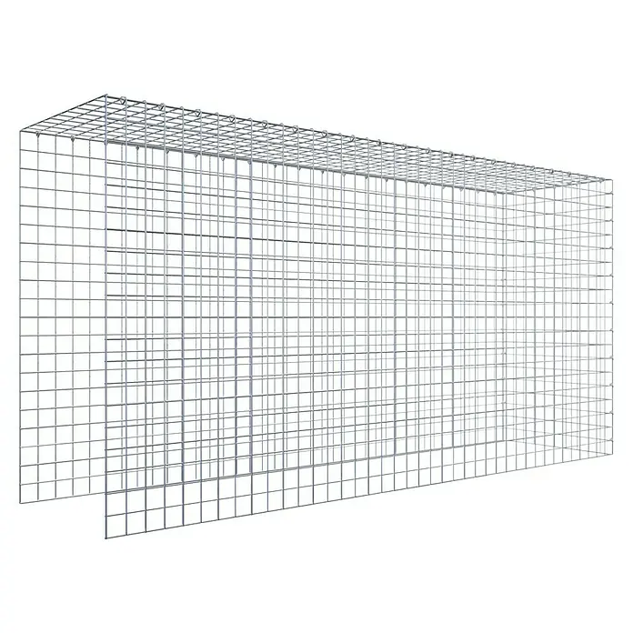 Gabiona Gabione Typ 4 - Zum Anbau in Länge & Höhe, 200 x 50 x 100 cm, Stahl, Maschenbreite: 50 mm, Maschenhöhe: 50 mm, C-Ring - Metallgitterbox zur Aufbewahrung und Organisation von Gegenständen. Die Gitterstruktur sorgt für gute Sichtbarkeit und Belüftung des Inhalts.