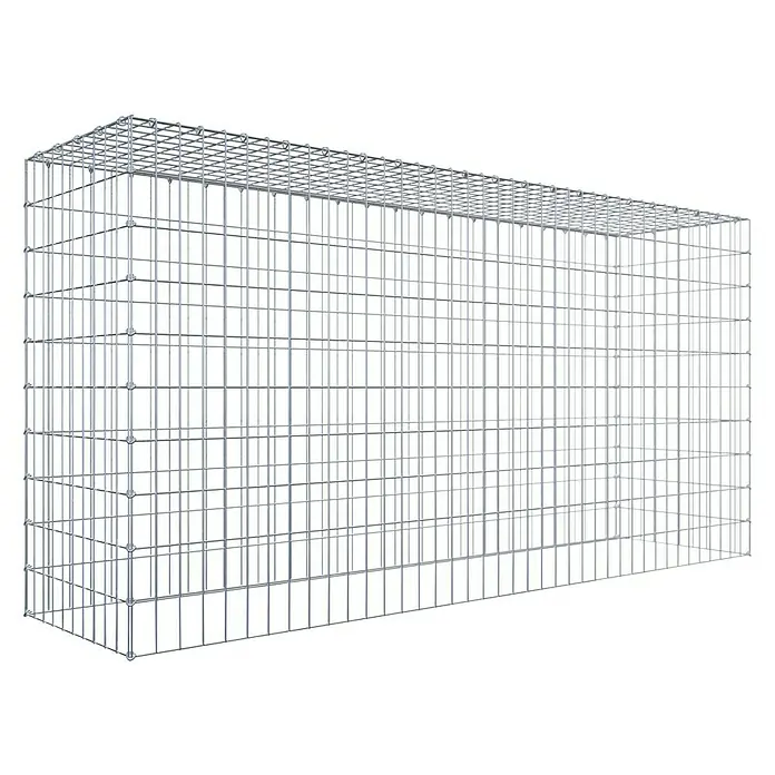 Gabiona Gabione Typ 3 - Zum Anbau in der Höhe, 200 x 50 x 100 cm, Stahl, Maschenbreite: 50 mm, Maschenhöhe: 100 mm, C-Ring - Ein rechteckiger Gabionenkorb aus Drahtgeflecht, der Stabilität und Struktur für Garten- und Landschaftsbauprojekte bietet.