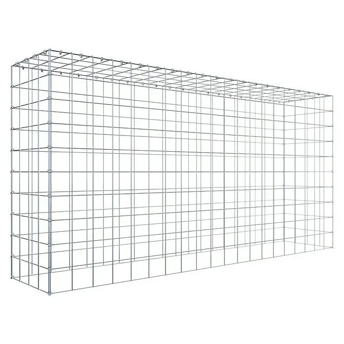 Gabiona Gabione Typ 3 - Zum Anbau in der Höhe, 200 x 40 x 100 cm, Stahl, Maschenbreite: 100 mm, Maschenhöhe: 100 mm - Ein rechteckiger Gabionen-Drahtkorb zur Befüllung mit Steinen. Ideal als Sichtschutz oder zur Gartengestaltung.