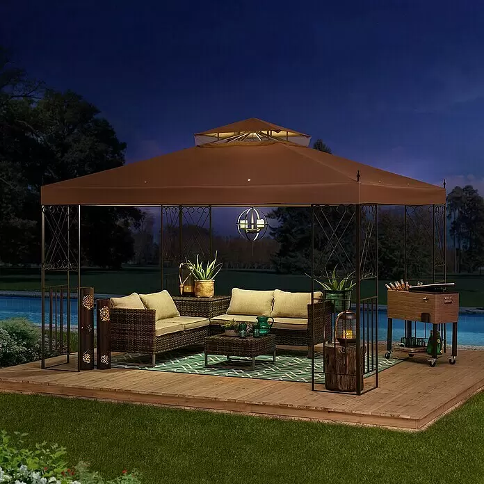 Sunjoy Pavillon Aneto - B x T: 360 x 300 cm, Farbe Gestell: Braun, Stahl - Stimmungsaufnahme