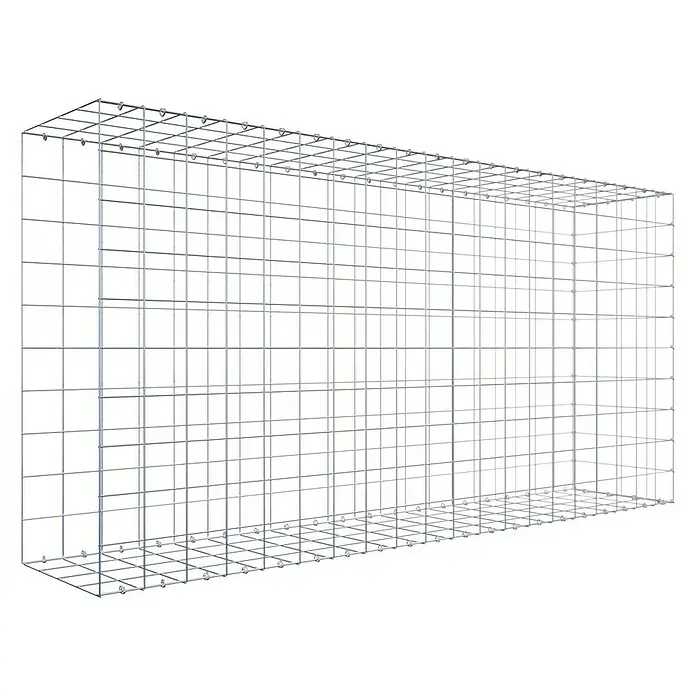 Gabiona Gabione Typ 2 - Zum Anbau in der Länge, 200 x 40 x 100 cm, Stahl, Maschenbreite: 100 mm, Maschenhöhe: 100 mm, C-Ring - Ein rechteckiger Gabionenkorb aus verzinktem Stahlgitter. Ideal für den Garten- und Landschaftsbau. Robust und langlebig.