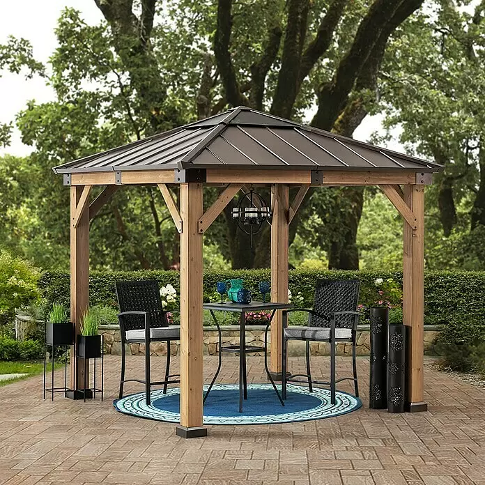 Sunjoy Pavillon Rapi - B x T: 273 x 273 cm, Farbe Gestell: Braun, Holz - Stimmungsaufnahme
