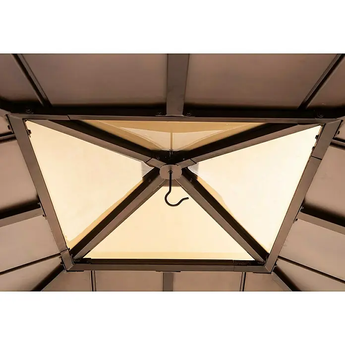 Sunjoy Pavillon Rapi - B x T: 273 x 273 cm, Farbe Gestell: Braun, Holz - Die Innenseite des Gazebo-Daches zeigt eine Hakenkonstruktion, ideal zum Aufhängen von Dekorationen oder Beleuchtungselementen.
