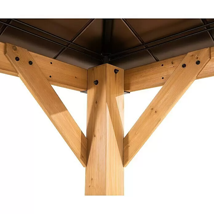 Sunjoy Pavillon Rapi - B x T: 273 x 273 cm, Farbe Gestell: Braun, Holz - Detailaufnahme