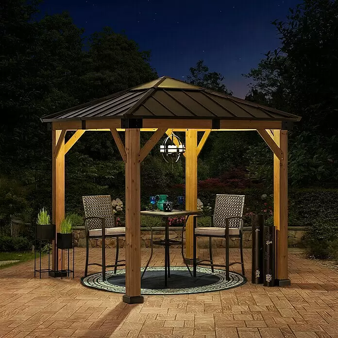 Sunjoy Pavillon Rapi - B x T: 273 x 273 cm, Farbe Gestell: Braun, Holz - Stimmungsaufnahme