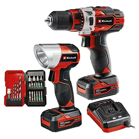 Einhell  Set de taladro atornillador de batería TE-CD 12/1 Li + Lámpara 22+CL