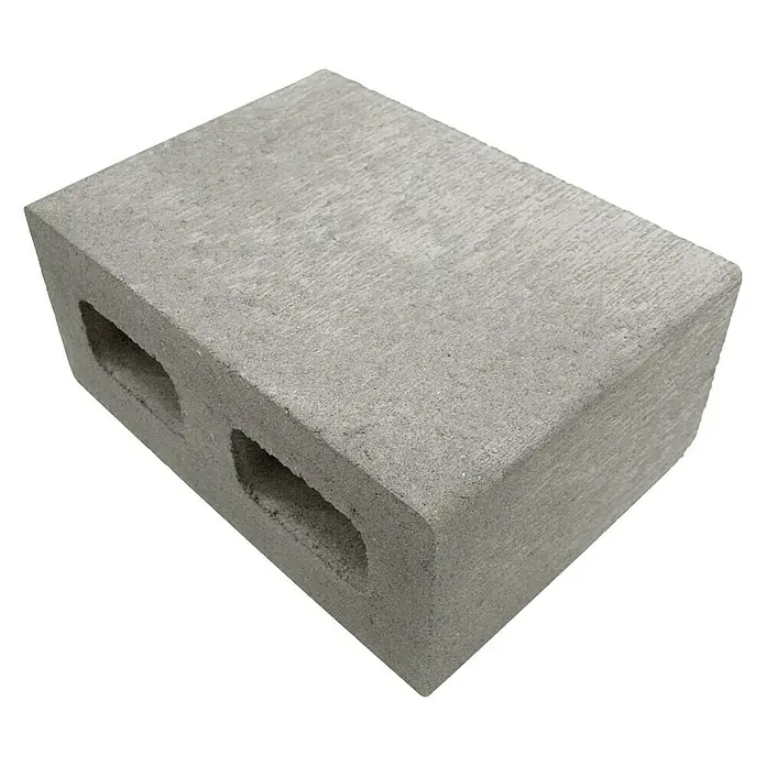 Christoph Blockstufe Easy Step - 25 x 35 x 15 cm, Grau, Beton - Grauer Betonstein mit zwei rechteckigen Löchern für Bauprojekte, ideal für robuste Konstruktionen und vielseitige Anwendungen.