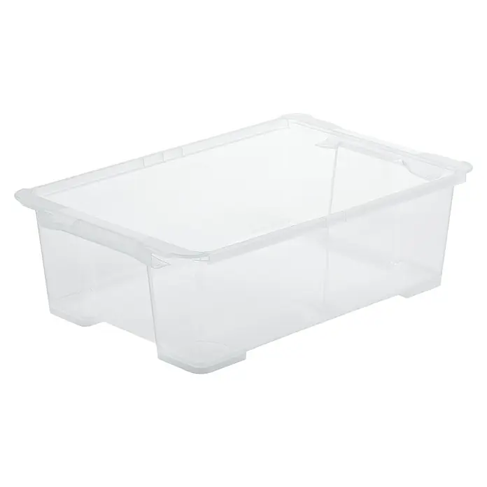 Rotho Aufbewahrungsbox Clear-Box - L x B x H: 58,3 x 39,2 x 18,3 cm, Transparent, Fassungsvermögen: 30 l - Ein durchsichtiger Kunststoffbehälter, ideal für die Aufbewahrung und Organisation verschiedener Gegenstände im Haushalt oder Büro.