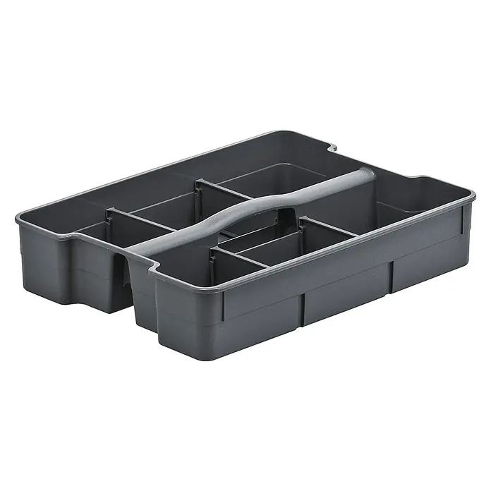 Rotho Clear Box Einsatz - Passend für: Rotho Clear Box 11 - 15 l - Graue Aufbewahrungsbox mit mehreren Fächern und einem Griff in der Mitte, ideal zur Organisation und zum Transport von Gegenständen.
