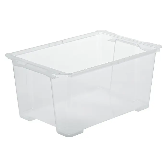 Rotho Aufbewahrungsbox Clear-Box - L x B x H: 58,3 x 39,2 x 27,7 cm, Transparent, Fassungsvermögen: 44 l - Transparente Aufbewahrungsbox aus Kunststoff mit verstärktem Rand und stabilen Füßen für vielseitige Einsatzmöglichkeiten im Haushalt.