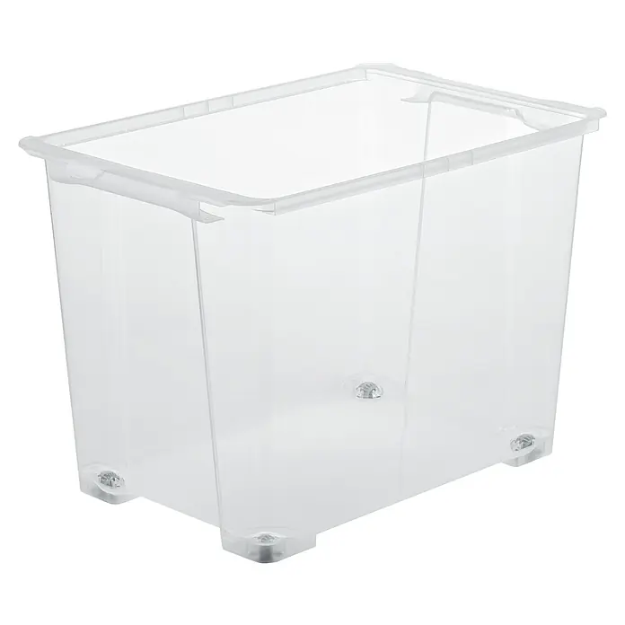 Rotho Aufbewahrungsbox Clear-Box - L x B x H: 58,3 x 39,2 x 41 cm, Transparent, Fassungsvermögen: 65 l - Klares Kunststoffbehälter, ideal zur Aufbewahrung. Seine Transparenz ermöglicht eine einfache Inhaltsidentifizierung.