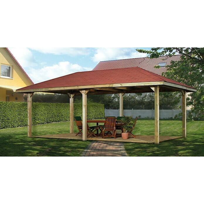 Weka Pavillon Gartenoase 651 B (L x B: 380 x 678 cm, Mit Dachschindeln) | BAUHAUS