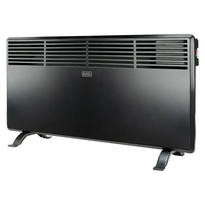 Black+Decker Convector BXCSH1200E - 1.200 W, Superficie de hasta aprox. 12 m², Negro - Imagen de un calefactor Black+Decker que proporciona calefacción eficiente para tu hogar con su diseño elegante y compacto.